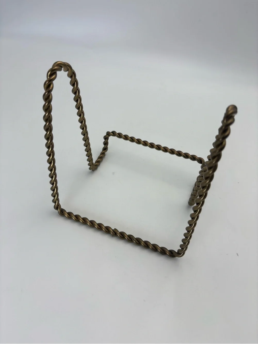 Vintage Sturdy Twisted Metal Display Stand - Brass Colored Finish